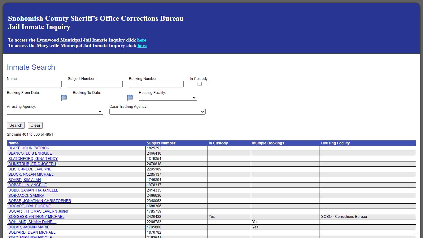 Inmate Search - Snohomish County, Washington - Jail Register